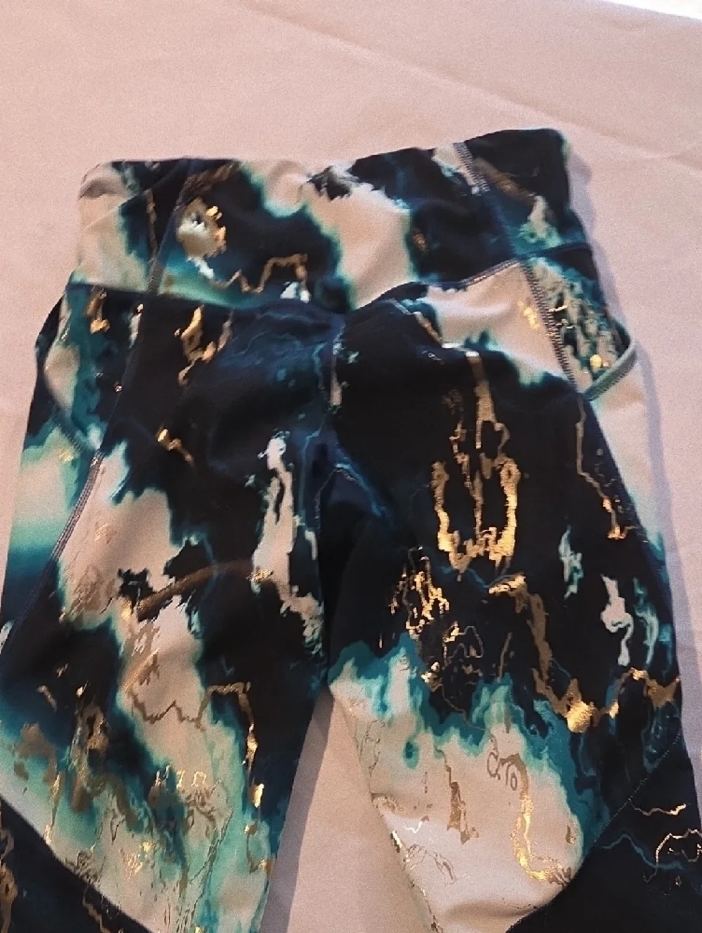 Old Navy Teal, Navy & Gold Marble-Print Girls' Leggings